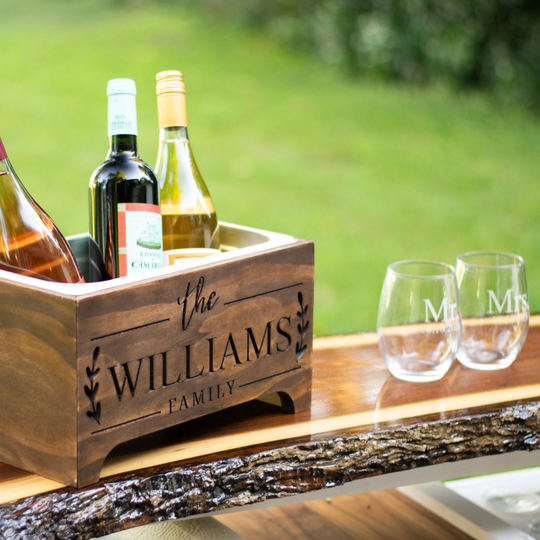 Wedding Gift, Personalized Wine Chiller, Rustic Holder, Beverage Tub, Ice Bucket, Family House Warming Party, Stainless Bucket