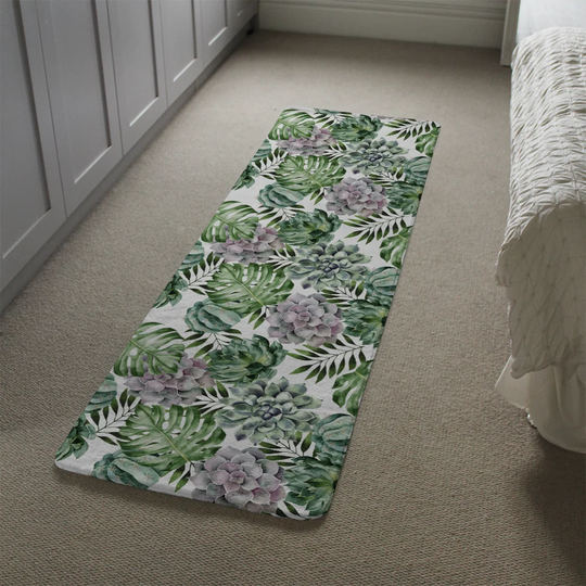 Kenner Botanical Leaves Designer Shaggy Green Rug