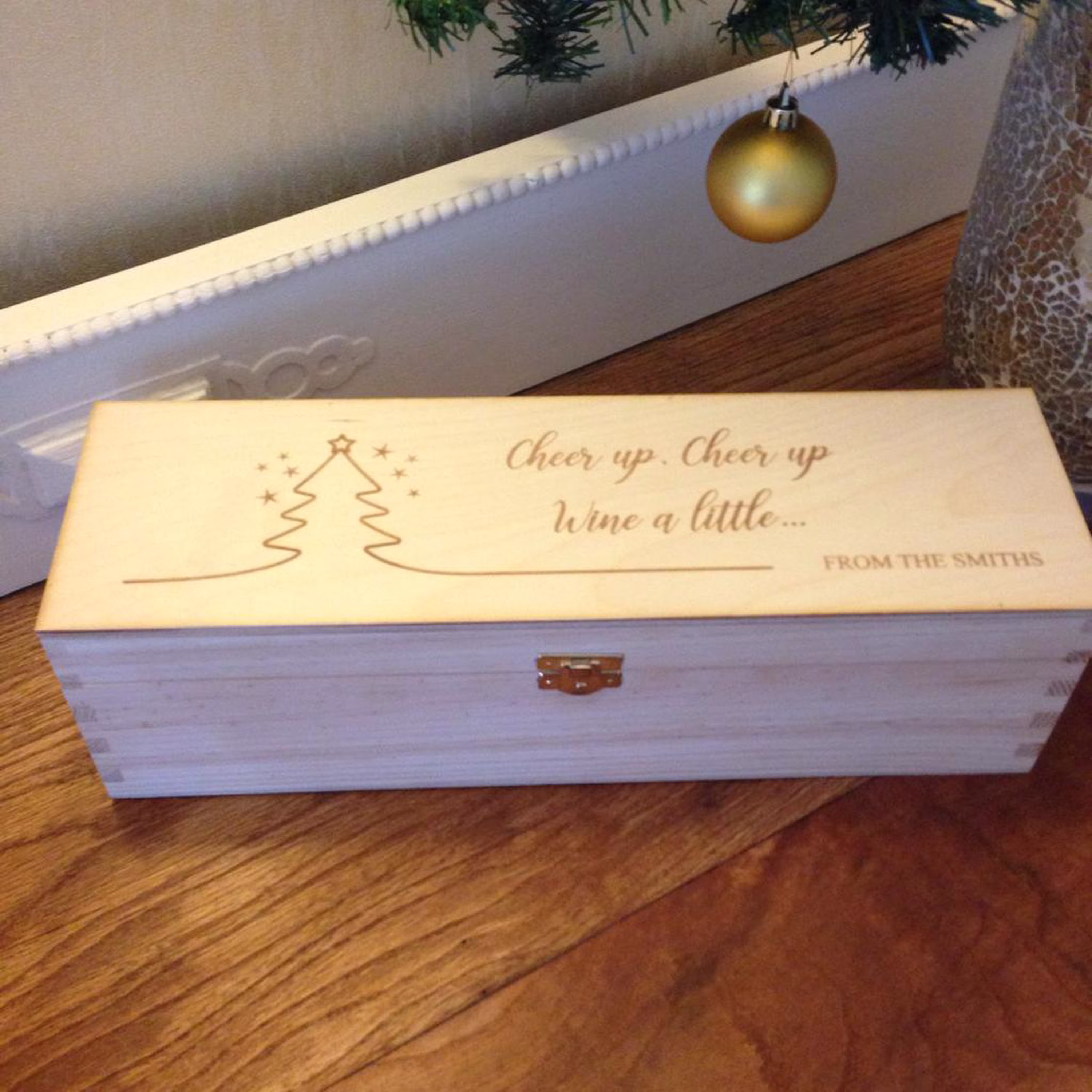 Wooden Box For Wine- Personalized Name -Adults Christmas Present - Spirit Case Box- Wine Holder- Prosecco Carrier Drink