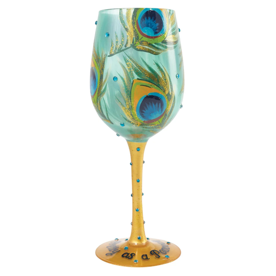 Peacock Stemmed Wine Glass