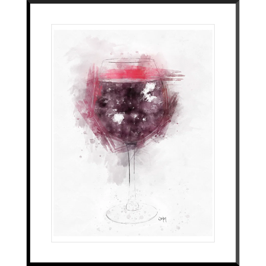 Red Wine Glass - Picture Frame Painting Print on Wood