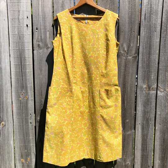 1960S Shaker Square Neon Paisley Shift Dress With Pockets. Mod. Free Shipping. Waist 35 Flat