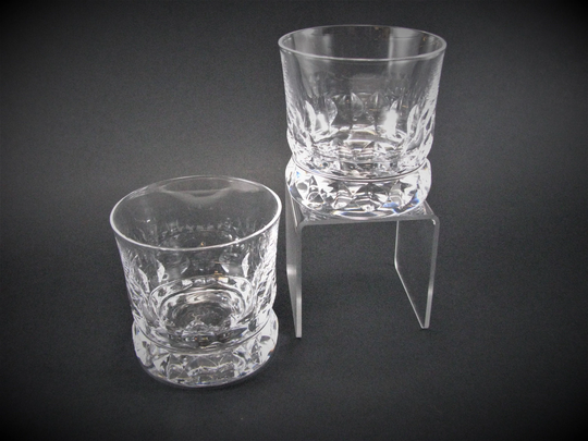 Vintage Kosta Boda Prince Cut Crystal Old Fashioned Whisky Glass Goran Warff Design Set Of 2