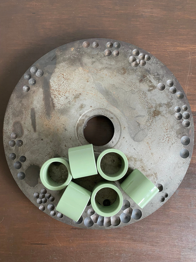 6Pc-1970S Vera Neumann Avocado Green Napkin Rings, Table Setting, Neumann, Vintage Mid Century Style
