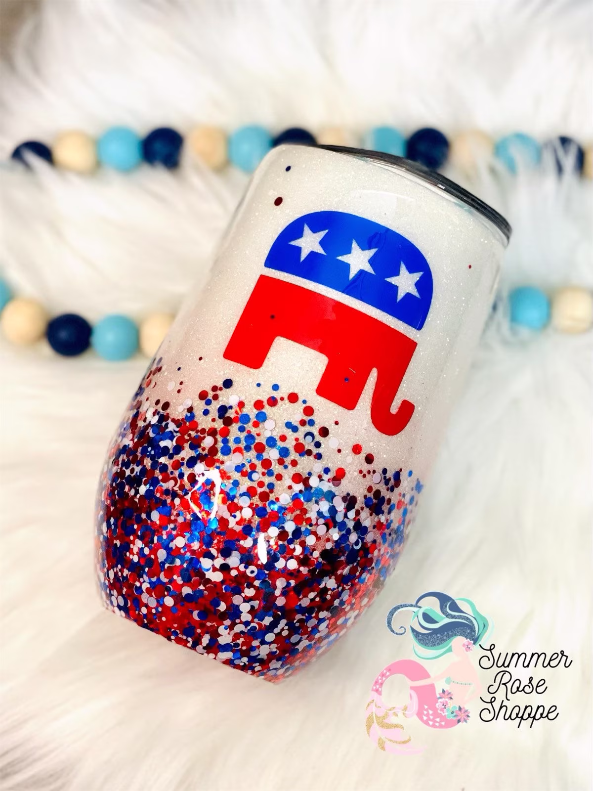 Raise Right Republican Elephant Stainless Steel Wine Glass - Stemless Red White Blue Tumbler