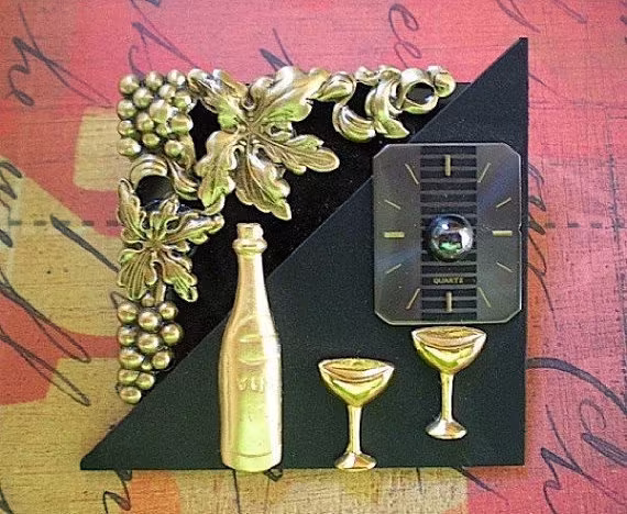 Time in A Bottle - Mixed Media Brooch Pin