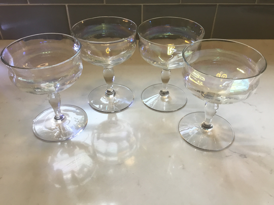 Vintage Iridescent Crystal Champagne Coupes - Set Of 4