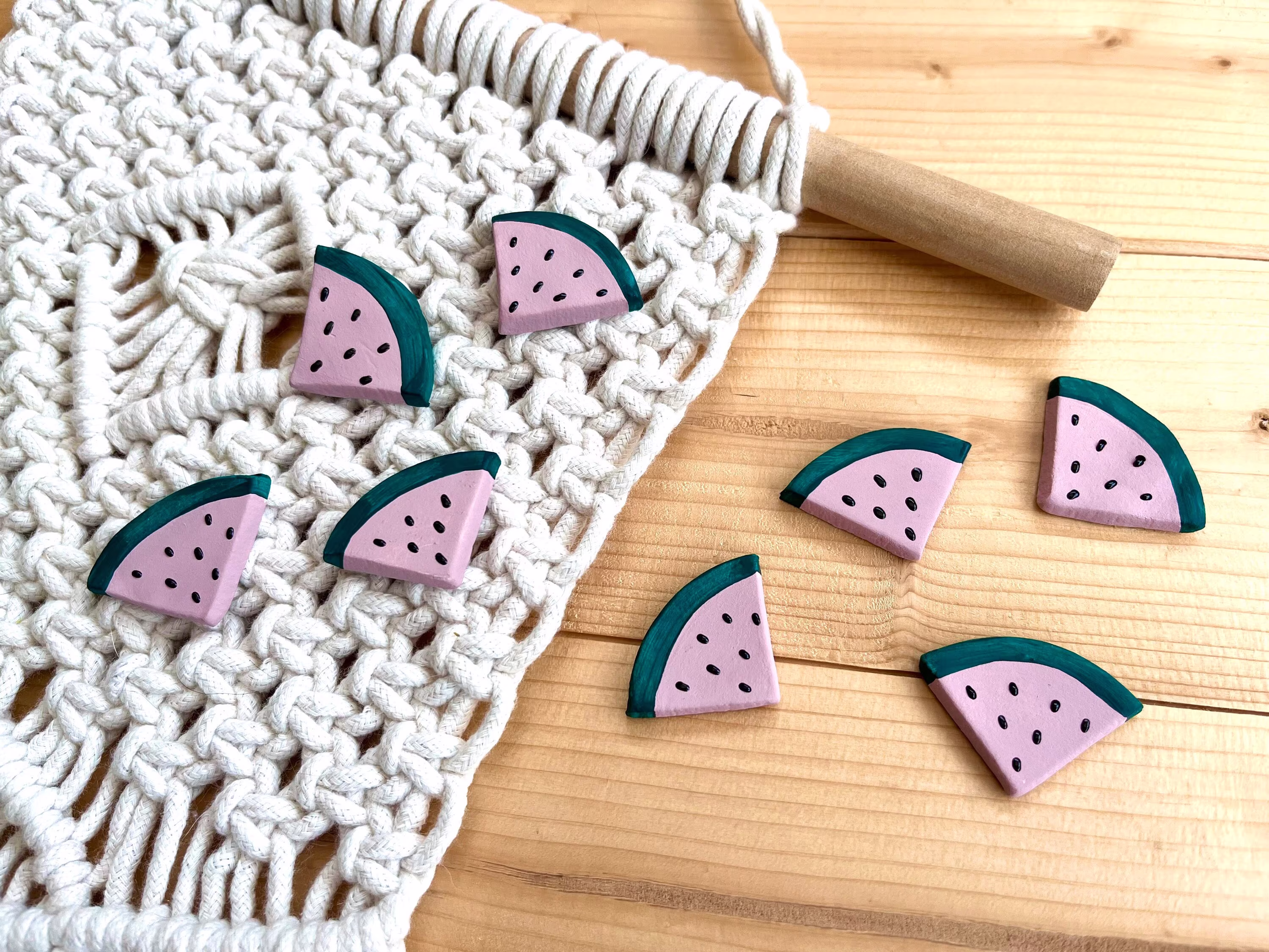 Watermelon Slice Fridge Magnet Handmade Hand Painted Melon Gift Fruit New Kitchen Home Photo Holder Shape Boho Magnets