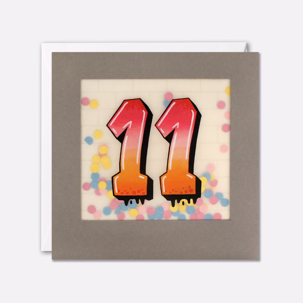 Age 11 Graffiti Birthday Card With Paper Confetti - Shakies By James Ellis