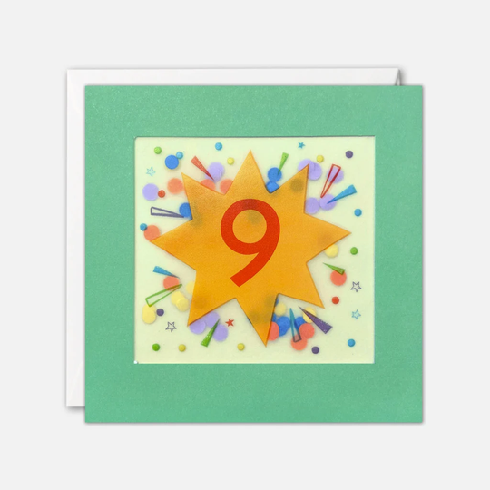 Age 9 Star Birthday Card With Paper Confetti - Shakies By James Ellis