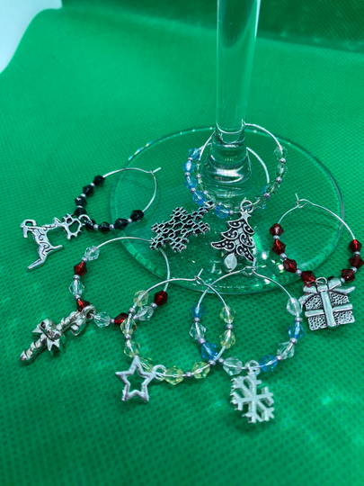 Wine Glass Charm | Christmas Charms Drink Wine Bead Beaded Gift Present Xmas
