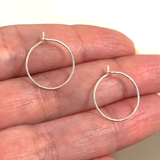 New Silver Plated Earring Hoops, 15mm, Earring, Blanks, Round Hook, Thin Hoop, 6 Pcs in A Pack