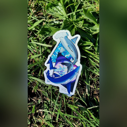 Original Vinyl Galaxy Shark Sticker Hammerhead & Blue