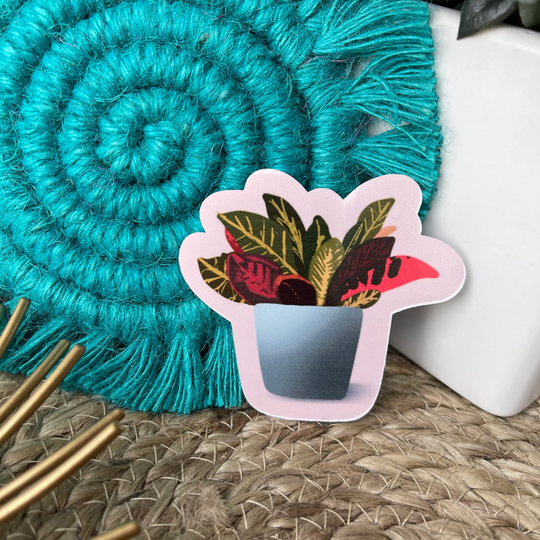 Garden Croton Houseplant Sticker Or Magnet | Laptop Water Bottle Fridge Boho Decor Bohemian
