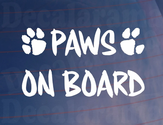 Car Sticker Paws On Board Funny Novelty Cute Van Window Bumper Boot Door Dog Decal