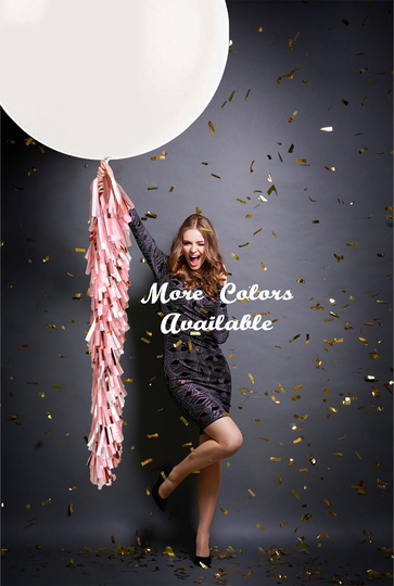 Giant White Balloon With Tassel Tail Fringe Choose Your Colors