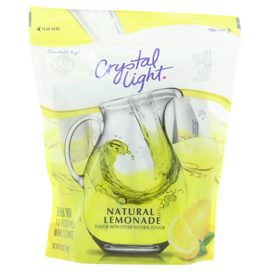 Crystal Light Lemonade Drink Mix 16 x 2 Quart Pitcher Packs Makes 32 Quarts 244g