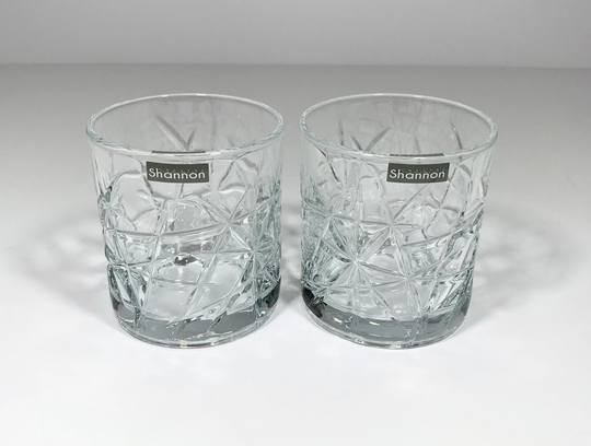 Shannon Crystal Bourbon Scotch Liquor Cocktail Highball Glasses, Old Fashioned Rocks Bar Glasses Set 2, Glass, Holds 10 Oz Each, New