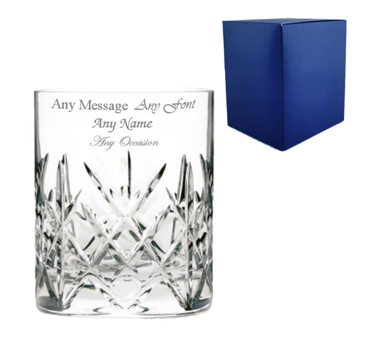 Personalised Engraved 320Ml Full Cut Crystalite Whiskey Whisky Glass & Gift Box , Anniversary Wedding Birthday Best Man Dad Tumbler