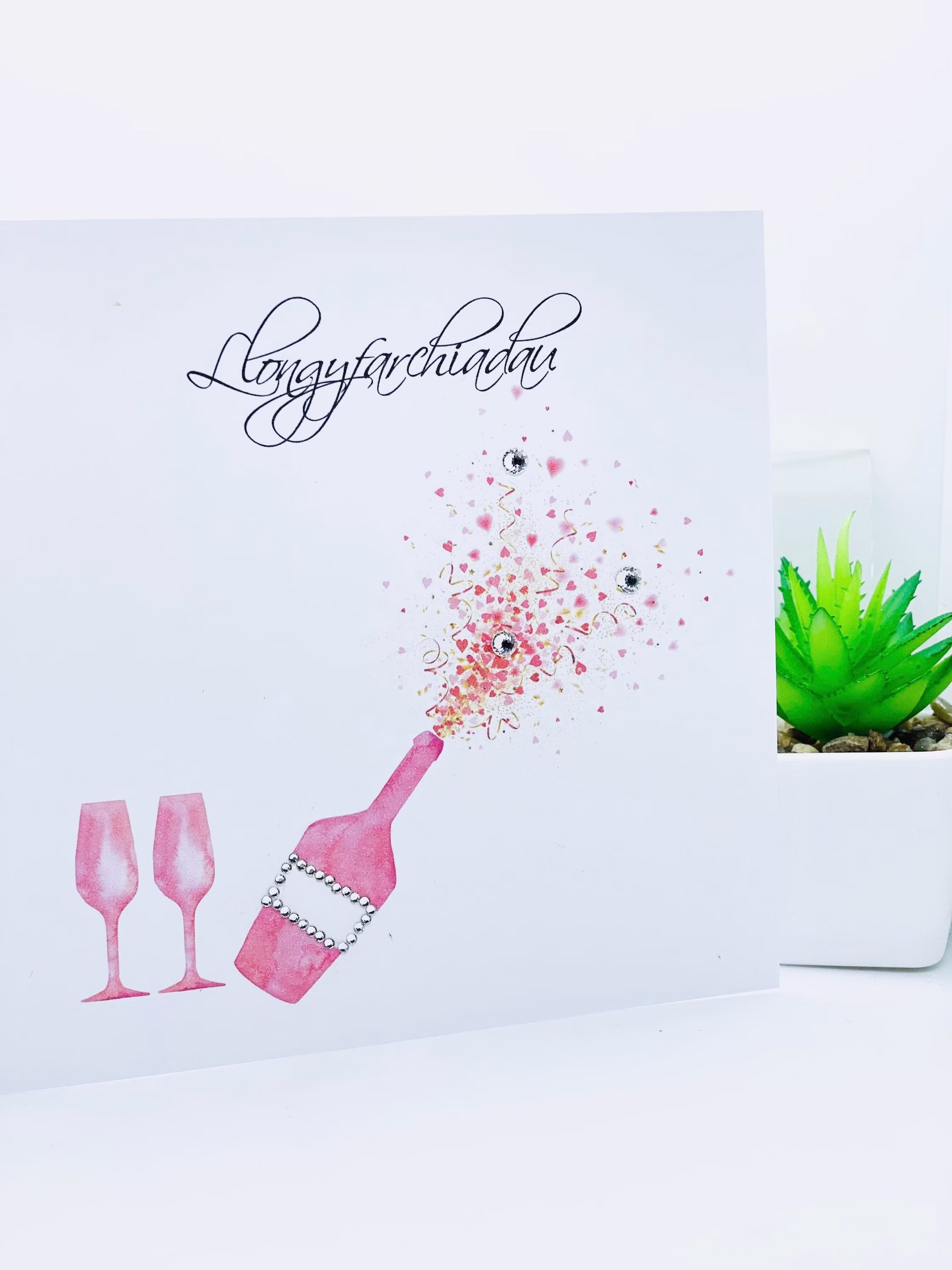 Llongyfarchiadau | Cerdyn Cardiau Cymraeg Prosecco Siampên Congratulations Congrats Swigod Celebration