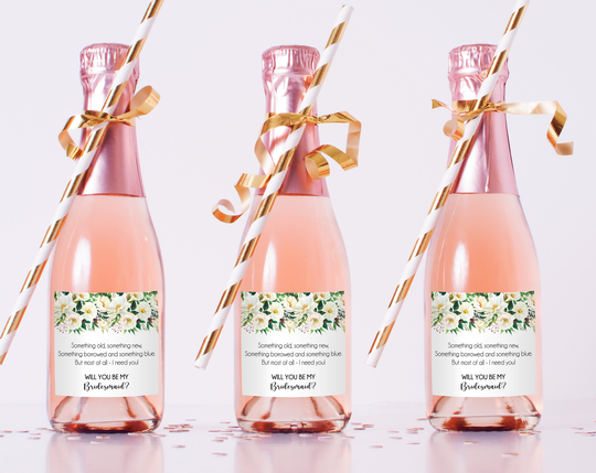 Mini Will You Be My Bridesmaid Gift Champagne Bottle Labels - Box Proposal
