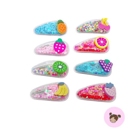 Confetti Fruit Shaker Snap Clips For Toddler Girls Shaker Hair Clips