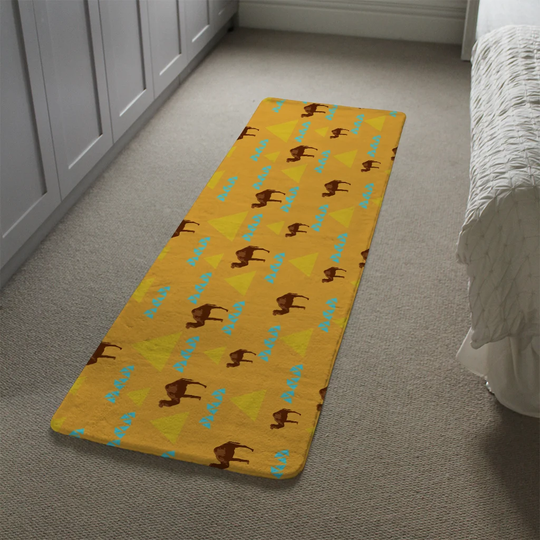 Janson Seamless Pattern with Camels Designer Shaggy Brown/Yellow Rug