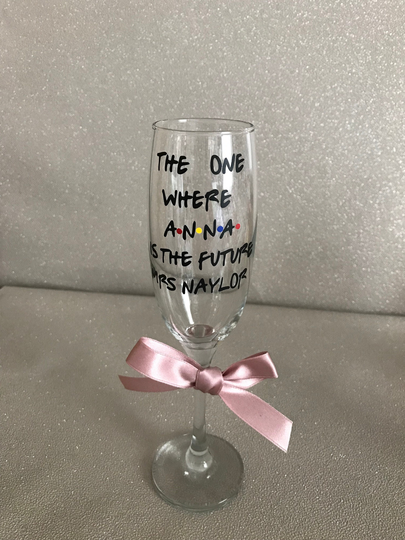 Personalised New Bride Glass, Miss To Mrs Gift, Fiancé Future Hen Party Bridal Shower