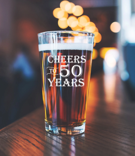 Cheers To 50 Years Engraved Pint Glass - Birthday Gift Dad 1971