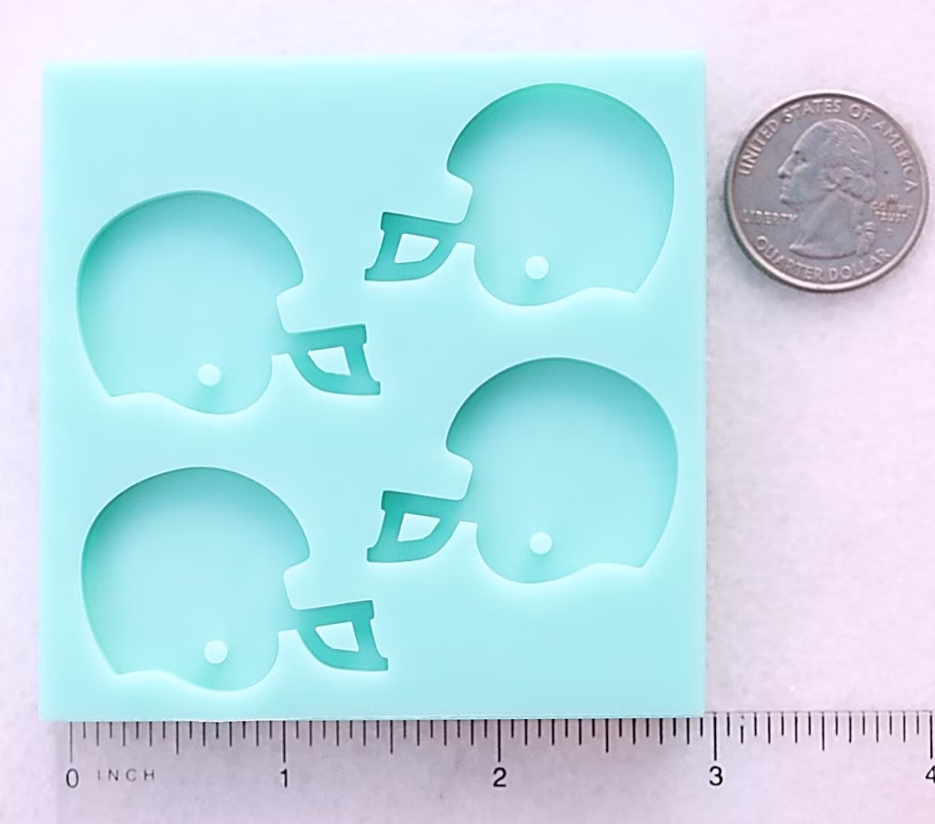 Shiny Football Helmet Bottom Drilled Mold, Epoxy Resin Mold For Sports Earrings, Earrings Jewelry