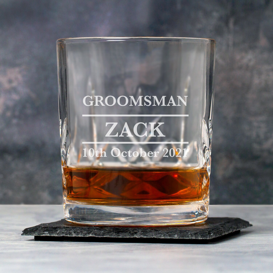Personalised Groomsman Crystal Panel Tumbler Groomsmen Whisky Glass Gifts Ideas Presents For Wedding Favours Thank You Tokens