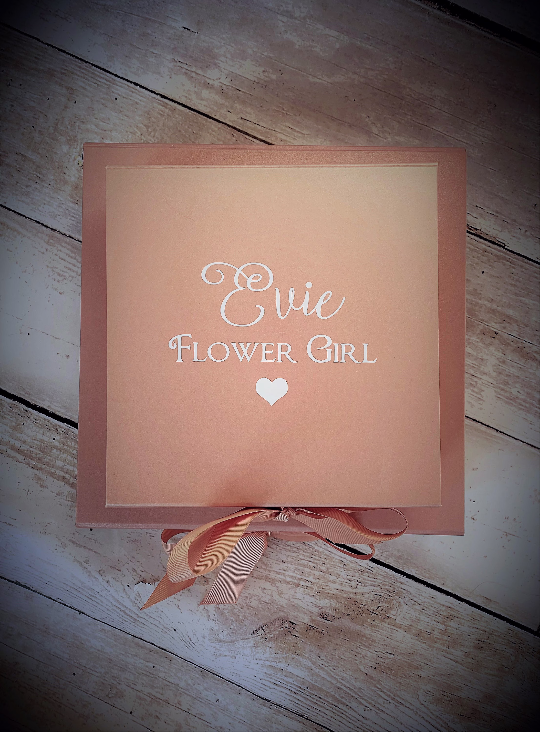 Personalised Flower Girl Gift Set Hamper Box Satin Robe Glass Wedding Bride Rose Gold Bridesmaid