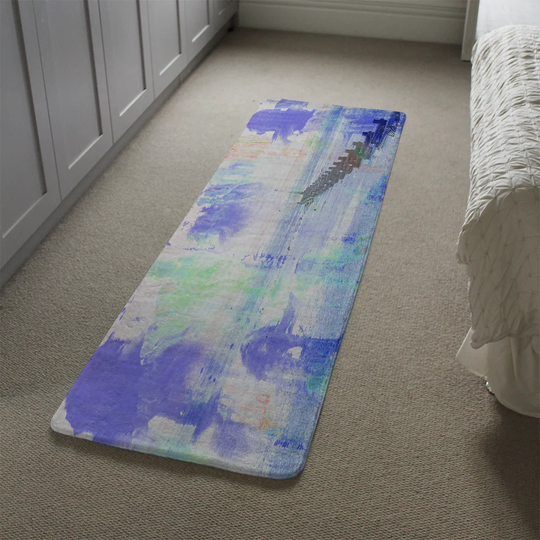Knudsen Beach Designer Shaggy White/Purple/Green Rug
