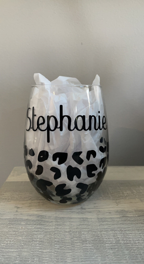 Custom Leopard Print Wine Glass, Print, Glass, Personalized Gifts For Her