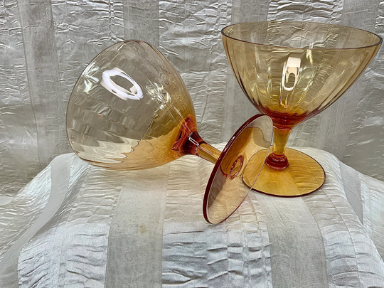 Cambridge Glass Amber Narrow Optic Sherbet/Champagnes