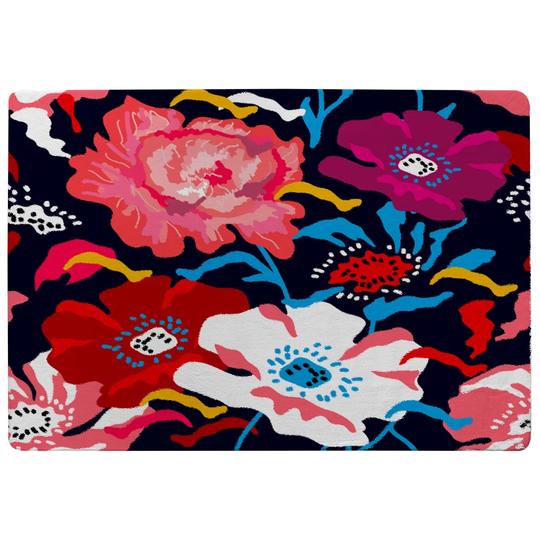 Randall Bright Flowers Shaggy Pink/Black/Blue Rug