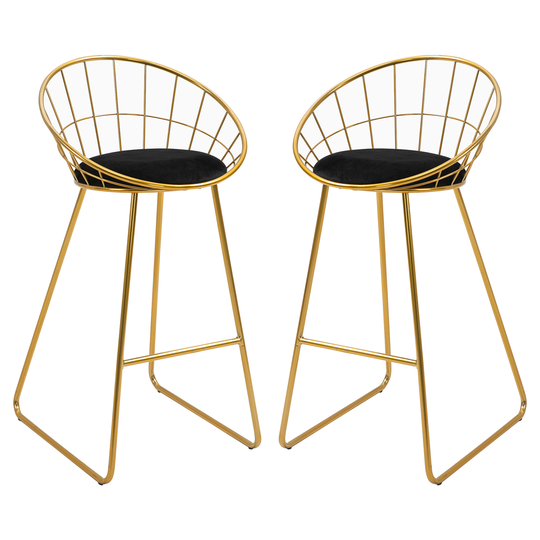 HOMCOM 2 pcs Bar Stool Kitchen Stool w/ Backrest Plastic Pins for Kitchen Dining Metal Velvet Touch Polyester Fabric Foam | Aosom Ireland