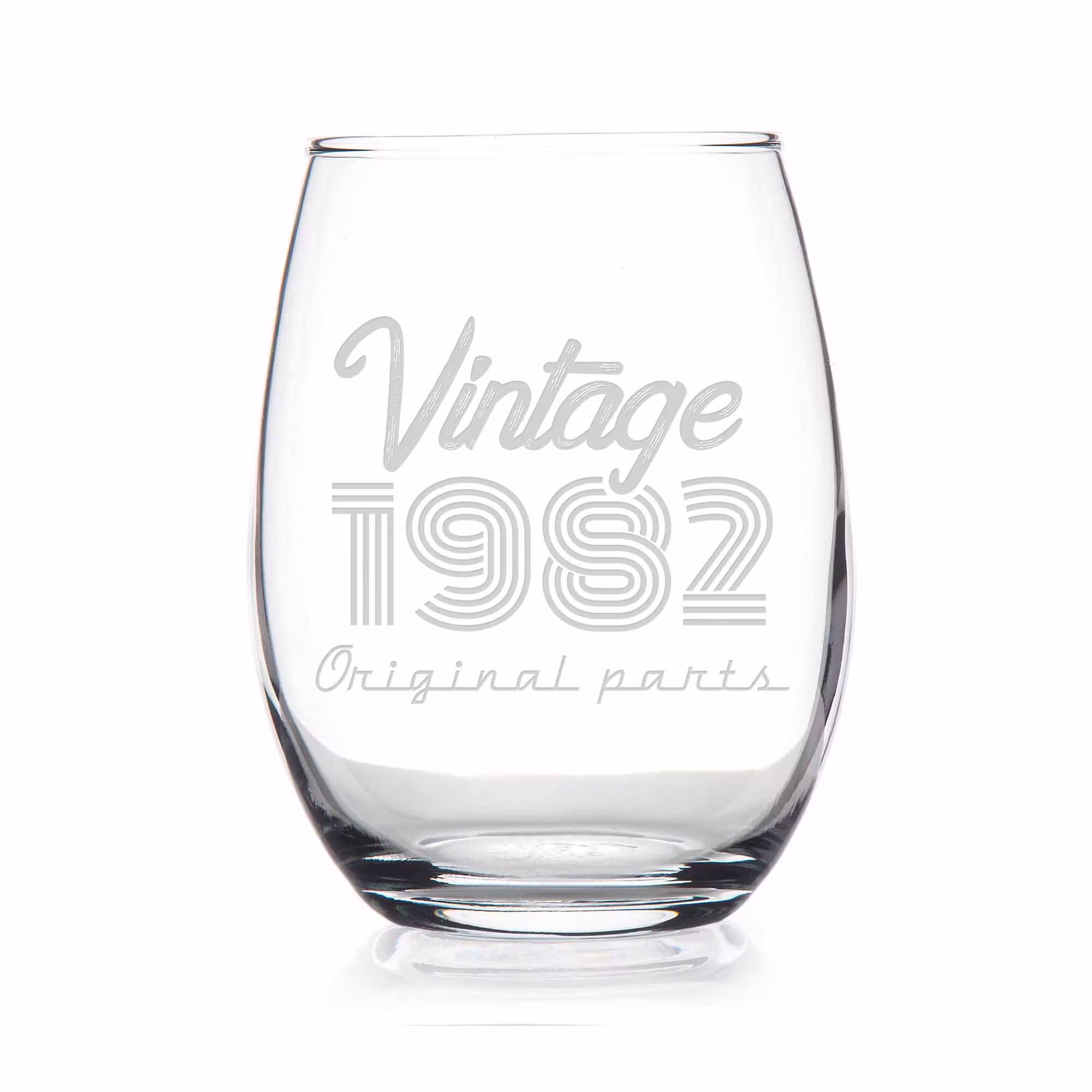 1982 Vintage Original Birthday Stemless Wine Glass - 39Th Gift, Glass, Gift For Her, Friend