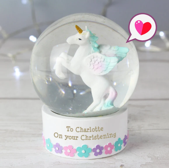 Personalised Snow Globe Unicorn, Ornament Globe, Birthday Gift For Girls, Christening Gift, Kids, Kids Gifts