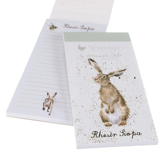 Welsh Wrendale Designs Rhestr Siopa Hare & Bee Magnetic Shopping List Pad 21x10cm
