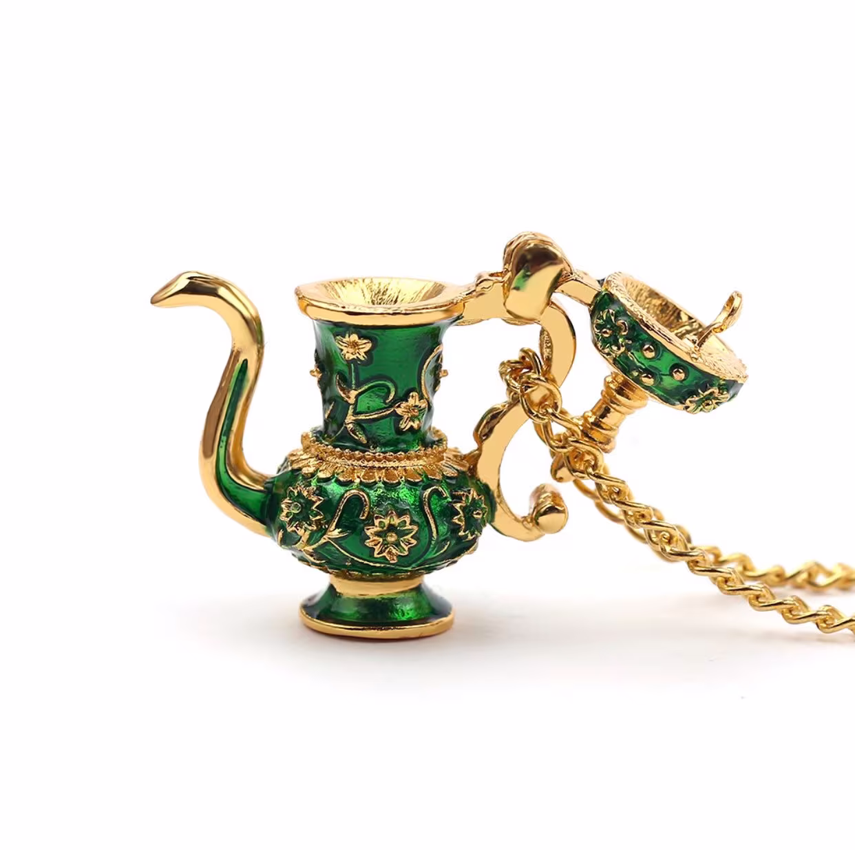 Persian Glass Wine Pot Necklace, Locket Pendant Unique Designed Teapot