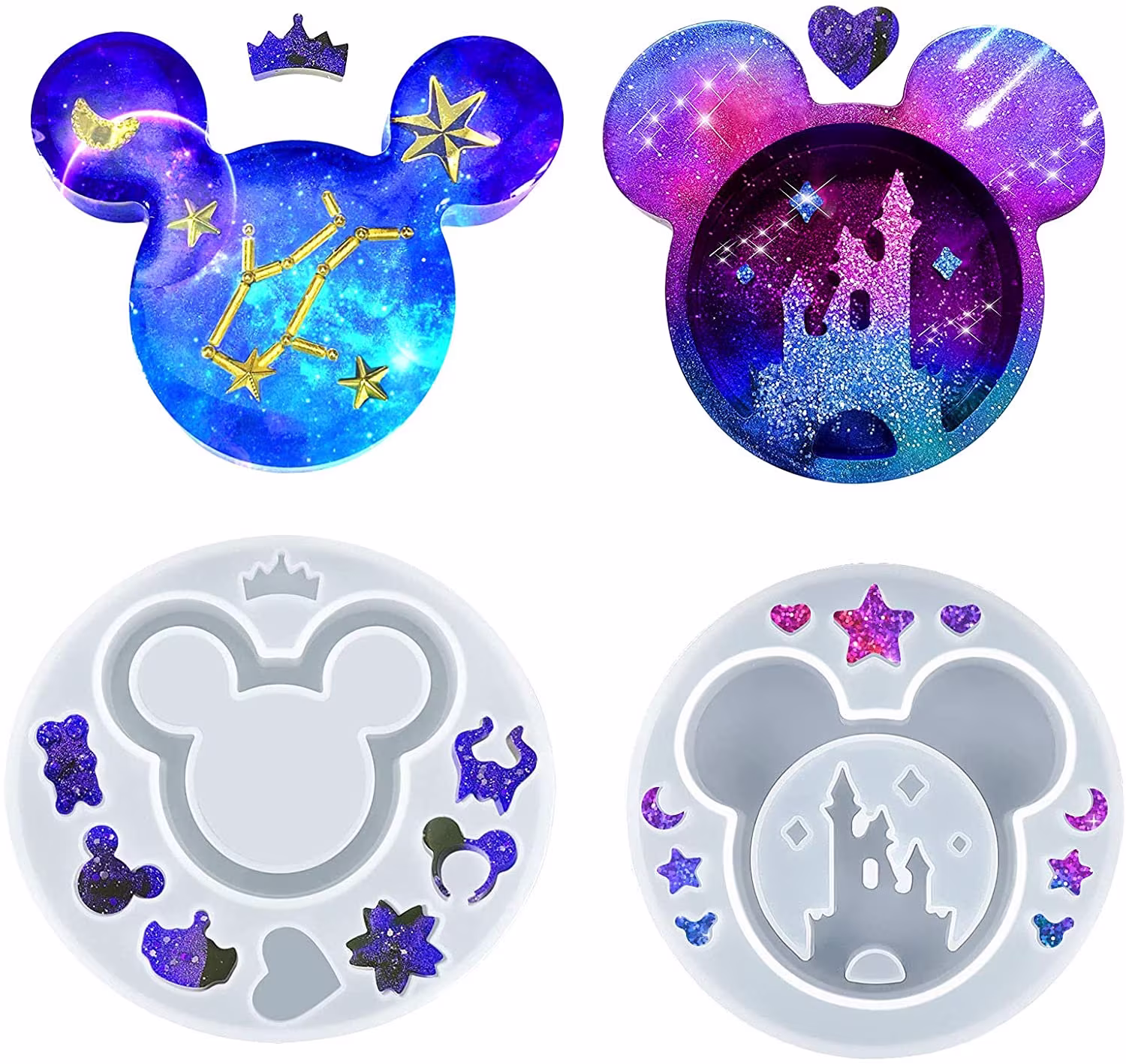 Resin Molds For Cute Mouse Head Silicone Castle Bow Shaped Epoxy Casting Mold Diy Keychain Hanging Pendant Jewelry Decorations