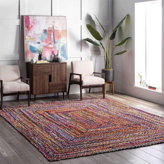 Hand Braided Bohemian Colorful Cotton Chindi Area Rug Multi Colors Home Decor Rugs Floor Carpet Rag Free Shippng Worldwide