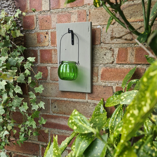 Handmade Rustic Grey Wall Lantern Holder With Glass & Lights Perfect For A House Or Garden Wall, Bbq, Decking Lights, Party Lights