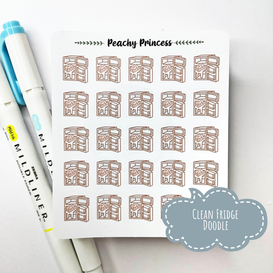 Clean Fridge Pink Doodle Planner Stickers