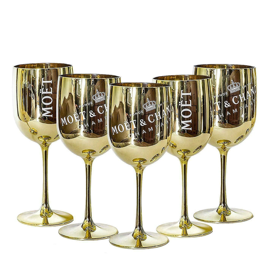 Moet Chandon Gold Acrylic Plastic Champagne Goblet Cup X 6 New