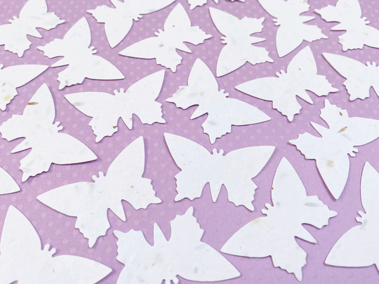 50 White Plantable Seed Butterflies 280Gsm/Wildflower Meadow Biodegradable Eco Friendly Seeded Hearts Wedding Decor