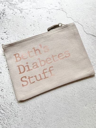 Diabetes Stuff Bag, Personalised Diabetes Medicines Case, Insulin Case For School, Type 1 Meds Rose Gold Bag