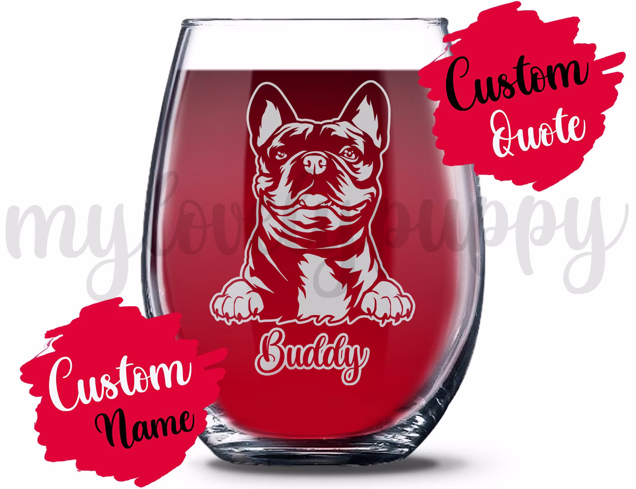 Personalized French Bulldog Dog Mom & Dad Wine Glass, Frenchie Women Christmas Gifts, Mommy Daddy Owner Gift, Best