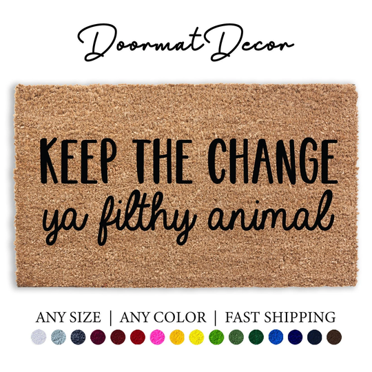 Keep The Change Ya Filthy Animal Doormat, Holiday Front Door Mat, Flocked Coir Welcome Outdoor Entryway, Christmas Gift Decor Reindeer